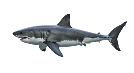 Fototapeta premium Great White Shark Isolated Predatory Fish Marine Animal Underwater