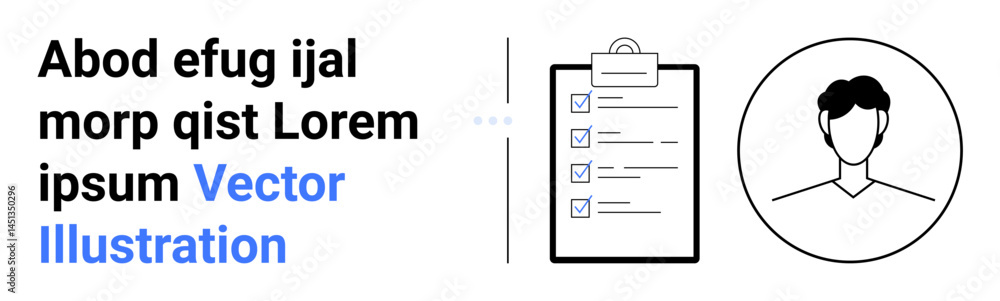 Poster profile avatar next to a checklist clipboard with marked tasks and placeholder text. ideal for manag