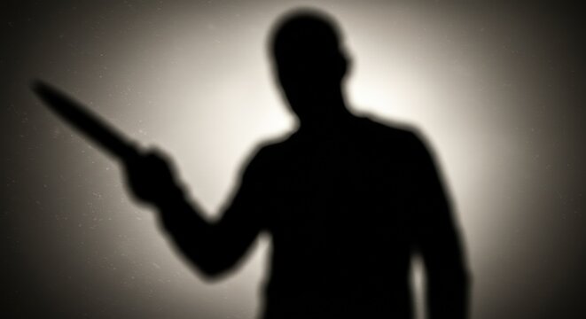 Ominous Silhouette: Man with Knife