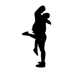 Romantic Couple Silhouette Isolated on White Background.