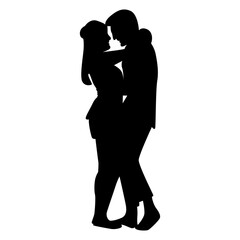 Romantic Couple Silhouette Isolated on White Background.