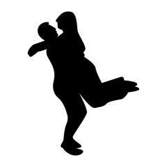 Romantic Couple Silhouette Isolated on White Background.