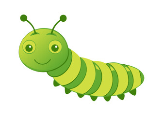 Cute cartoon green caterpillar illustration for kids and educational use