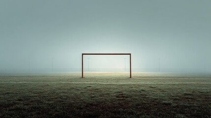 Isolated soccer goalpost on a plain field, minimal background