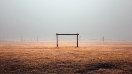Isolated soccer goalpost on a plain field, minimal background