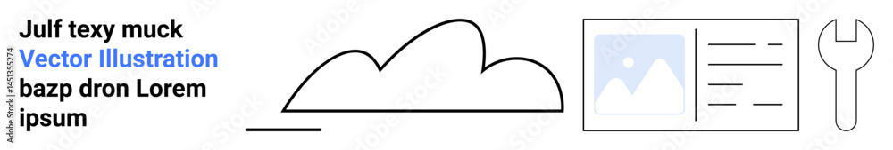 Poster cloud element with data chart, wrench for tools, text, and image placeholder. ideal for technology, 