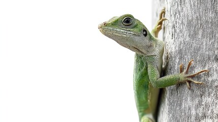 Lizard climbing with white background