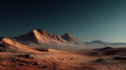 Fototapeta premium Mars surface under clear sky