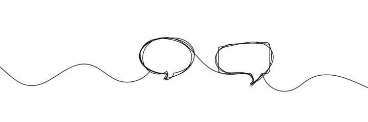 Speech bubble continuous one line drawing, Black and white graphics vector minimalist linear illustration made of single line .Vector Illustration .EPS 10 . 
