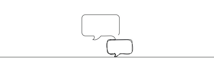 Speech bubble continuous one line drawing, Black and white graphics vector minimalist linear illustration made of single line .Vector Illustration .EPS 10 . 