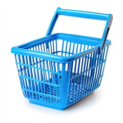 Empty blue plastic shopping basket (6)