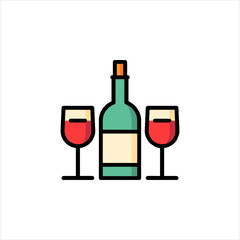 wine bottle and glass