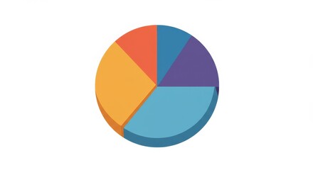 Obraz premium 3D illustration of a vibrant pie chart displaying segmented data on white surface