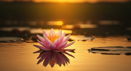Serene Lotus Blossom at Sunset