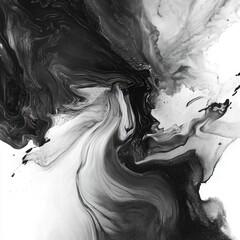Fototapeta premium Abstract black and white fluid art design.