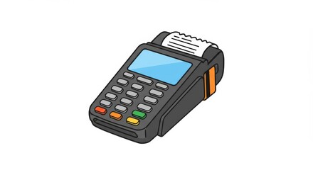 Isometric POS terminal vector illustration with receipt for retail transactions