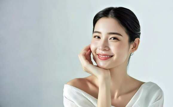 Luxury beauty portrait of asian woman for make up and skincare advertising