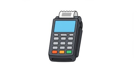 Illustration of a portable card payment terminal with a blank screen display