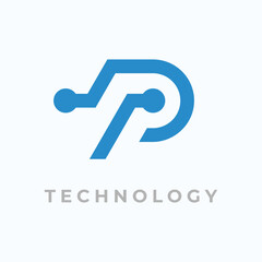 Letter P Technology Logo, usable for technology, brand and company logos, vector illustration