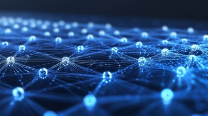 Obraz premium Abstract Network Structure with Connecting Lines and Blue Nodes