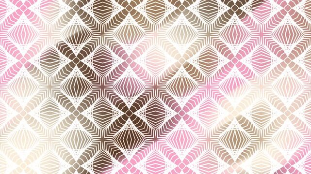 Brown gradient and pink geometric pattern mandala overlay background. Suitable for backgrounds, textiles, packaging, and wallpaper design projects for a fresh modern aesthetic.