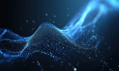 Naklejka premium Abstract blue digital wave particles.