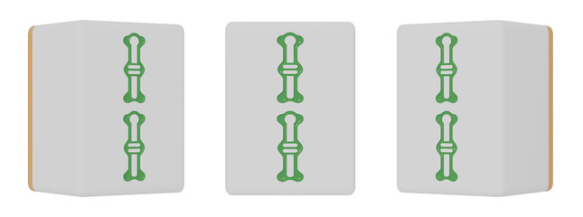 3方向から見たリャンソーの麻雀牌の3DCGイラスト