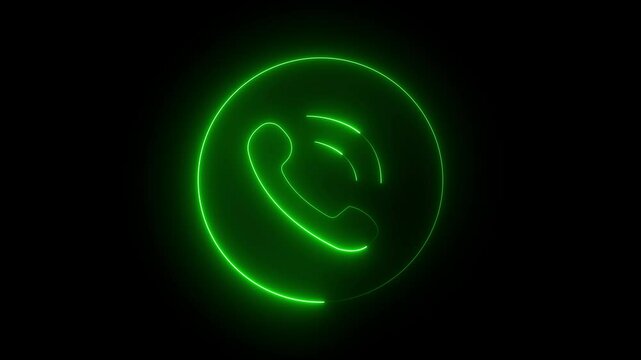 "Glowing Neon Green WhatsApp Logo Icon on Black Background &ndash; Futuristic Digital Communication Symbol for Social Media, Messaging, and UI Design".