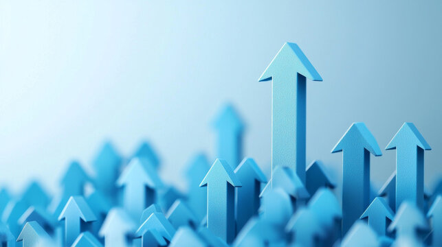 Blue Arrows Pointing Upward, Representing Business Growth and Success