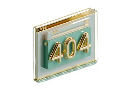 404 Page Not Found Error Browser Graphic Isolated on Transparent Background - Powered by Adobe