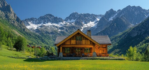 Obraz premium Majestic Mountain Chalet: A Serene Escape in the Alps