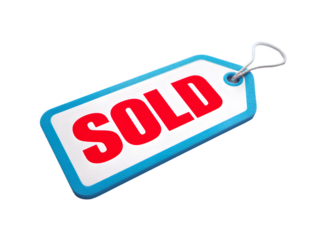 SOLD Tag Sticker Label Isolated on Transparent Background