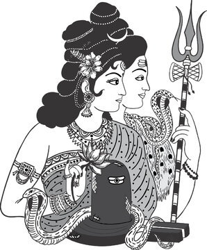 Lord Shiva Hindu God Lineart Mandala