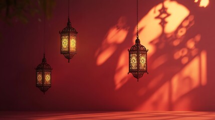 Fototapeta premium Hanging lanterns, warm sunlit room