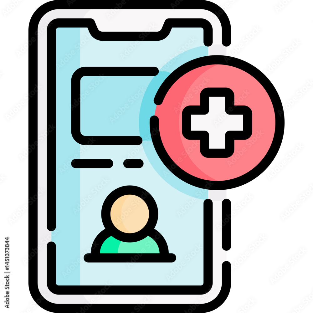 Aufkleber the image depicts a smartphone with a plus sign indicating adding something possibly related to heal