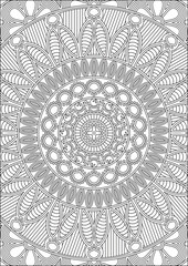 Adult Coloring Mandala Full Page Vector Outline Art