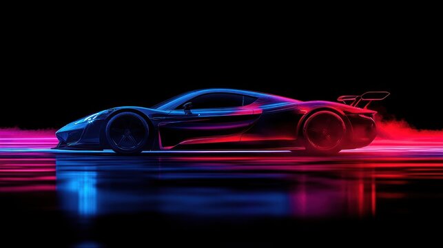 Futuristic Sports Car in Motion