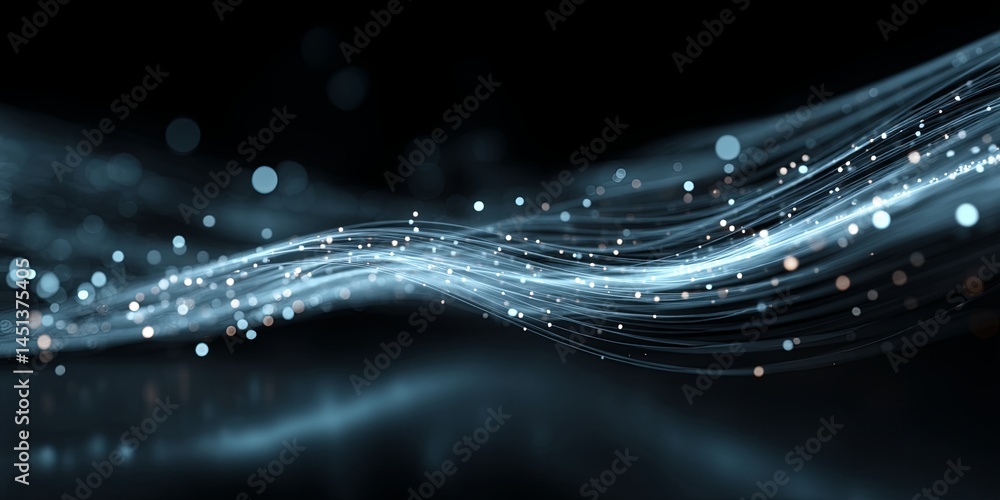 Poster Futuristic Digital Data Flow in a Virtual Space with Lines and Dots Creating an Abstract Technology Background