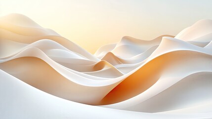Abstract landscape of flowing, light beige, wavy shapes.