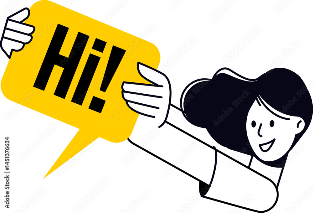Poster a friendly character holds a 