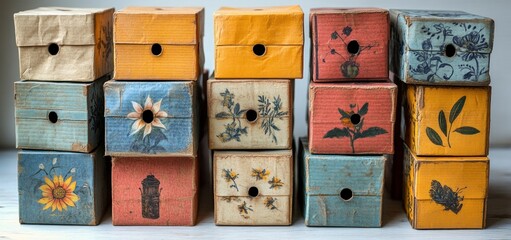 Vintage Floral Decorated Boxes Collection