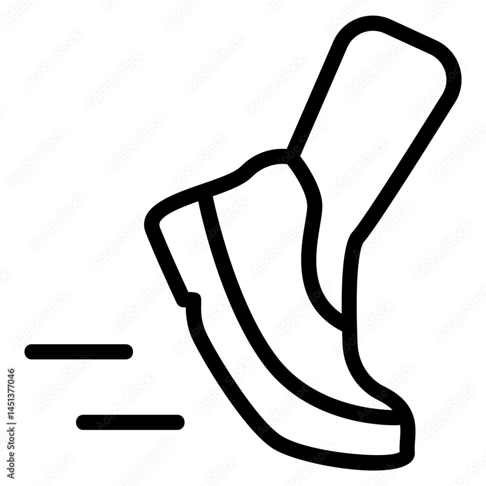 Poster this icon depicts a foot stepping or stomping on something. it might represent action movement or ma