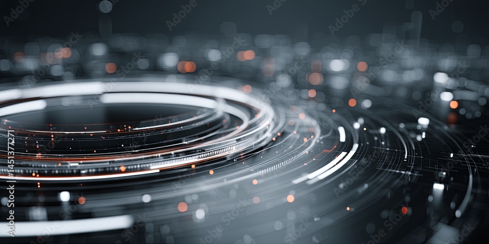 Poster Abstract technological background with circular frame and digital elements for innovation, design, and creative projects in modern style