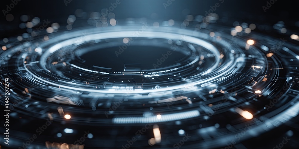 Aufkleber Abstract technological background with circular frame and digital elements for innovation, design, and creative projects in modern style