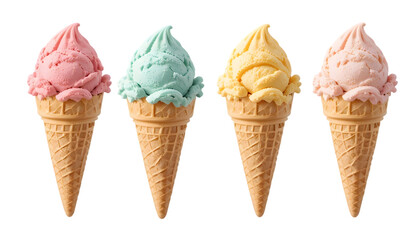 various ice cream isolated on transparent background