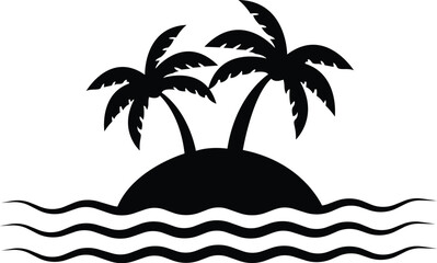 tropical island with palm trees