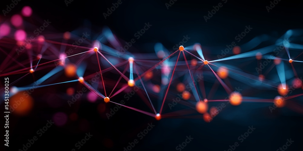 Aufkleber Abstract Network Connections with Colorful Nodes Illustrating Modern Data Communication and Interconnectivity Concepts in a Minimalistic Style