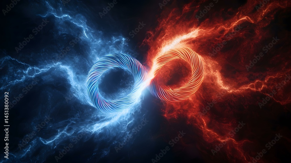 Poster the image contains a stylized infinity symbol, with one loop rendered in cool blue tones and surroun