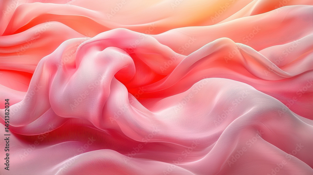 Aufkleber abstract 3d rende of smooth pink curves creates a realistic flowing fabric texture with a soft side 