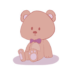 teddy bear with purple ribbon vector